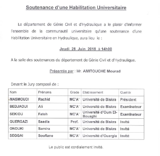 Mr. AMITOUCHE Mourad Jeudi 28 Juin 2018 à 14h00
