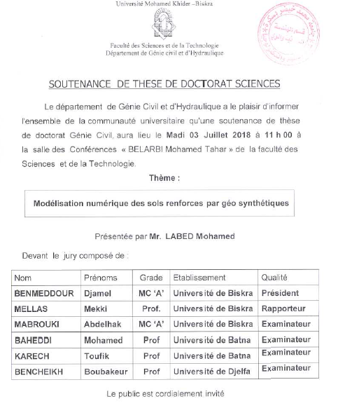 Mr. LABED Mohamed le 03 Juillet 2018 à 11h00