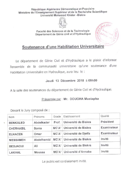 Mr.DOUGHA Mustapha le 13 Décembre 2018 à 09h00