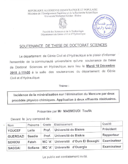 Mr. MASMOUDI Toufik le 18 Décembre 2018 à 11h00