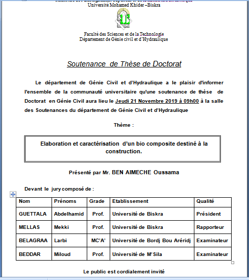 Mr.BEN AIMECHE Oussama the 21/11/2019 at 09:00
