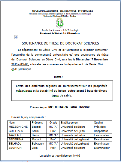 Mr. DOUARA Taha  Hocine le 17/11/2019 à 09h00
