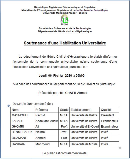Mr. CHATTI Ahmed le 06 Février 2020 à 09h00