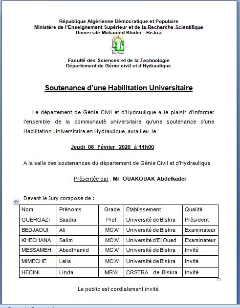 Mr. OUAKOUAK Abdelkader le 06 Février 2020 à 11h00