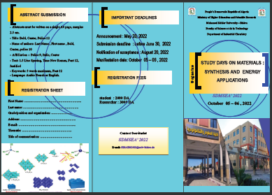 Journées d&rsquo;étude – Département chimie industrielle