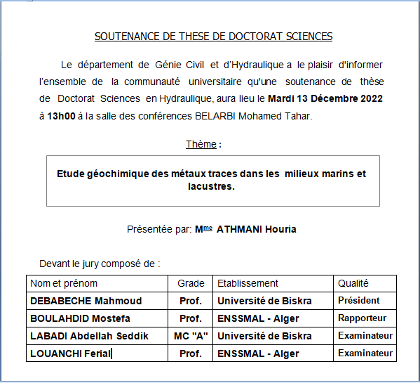 Mme.ATHMANI Houria le 13/12/2022 à 13h00