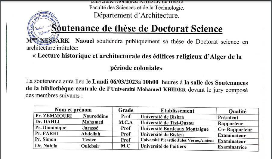 Mme. NESSARK Naouel le 06/03/2023 à 10h00
