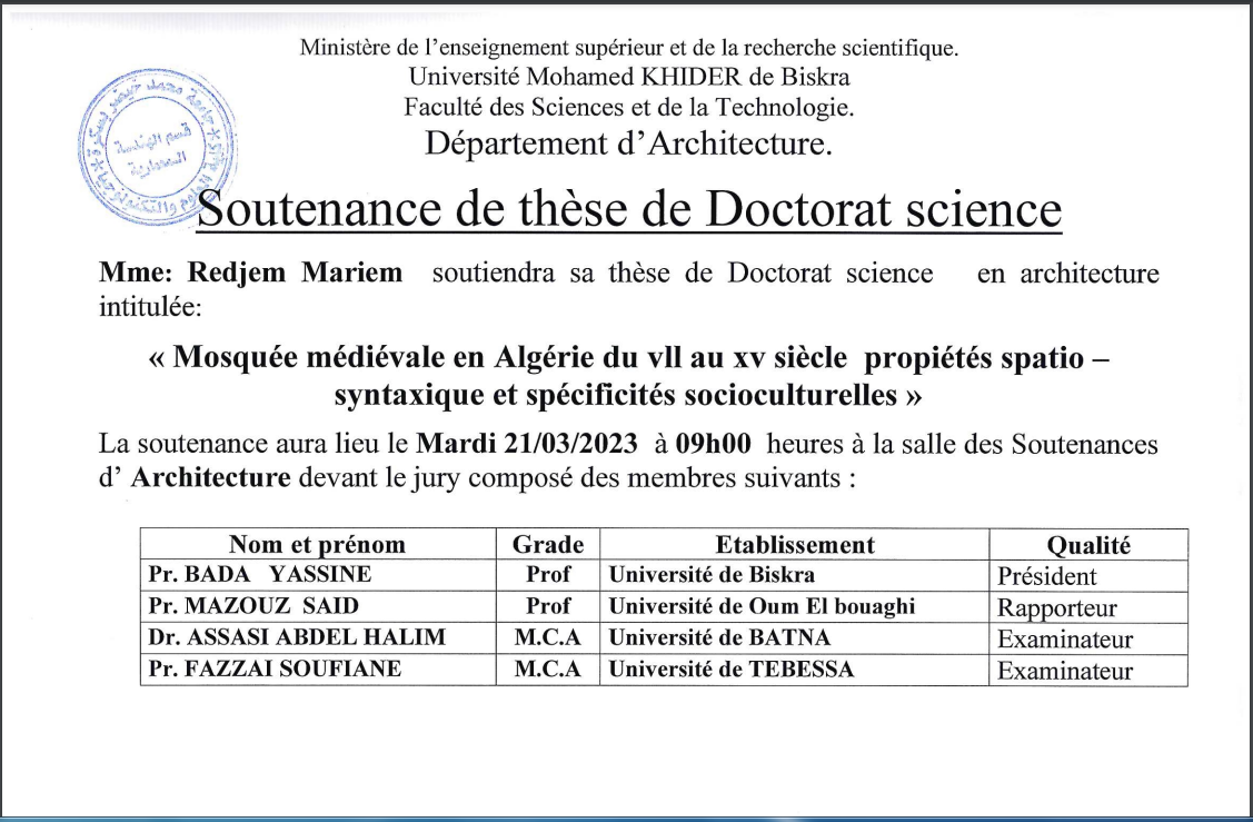 Mme. Redjem Mariem le 21/03/2021 à 09h00