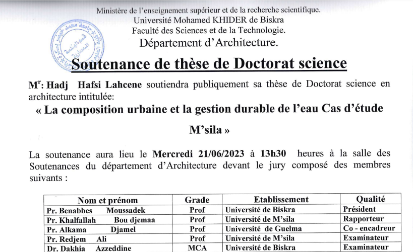 Mr. Hadj Hafsi Lahcene le 21/06/2023 à 13h30
