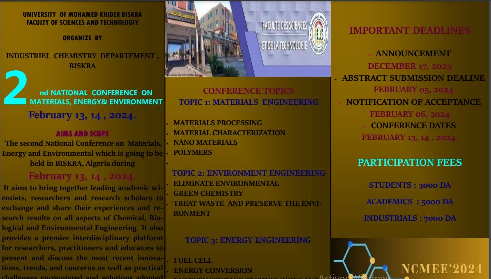 NATIONAL CONFERENCE ON MATERIALS ENERGY ENVIRONMENT 2024