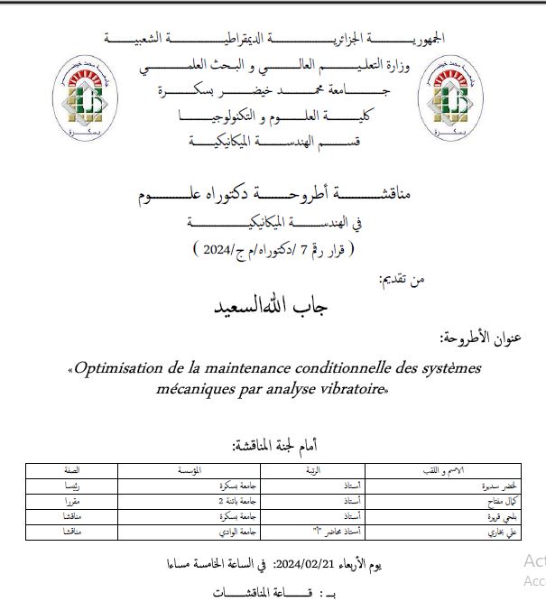 Mr. Djaballah Said le 21/02/2024 à 17h00